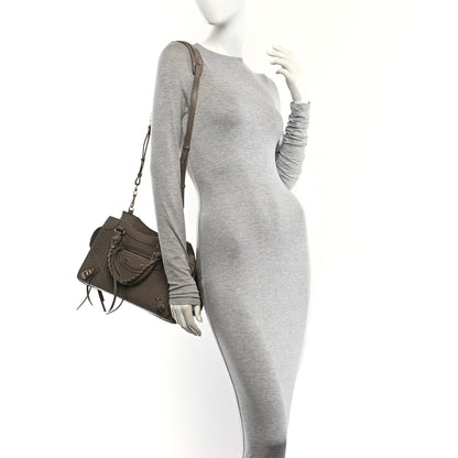Balenciaga Shiny Supple Calfskin Crocodile Embossed Neo Classic Gold Hardware S City Mink Grey 2 of 10