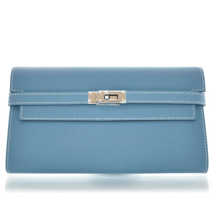 Hermes Epsom Kelly Longue Wallet Blue Jean 1 of 8