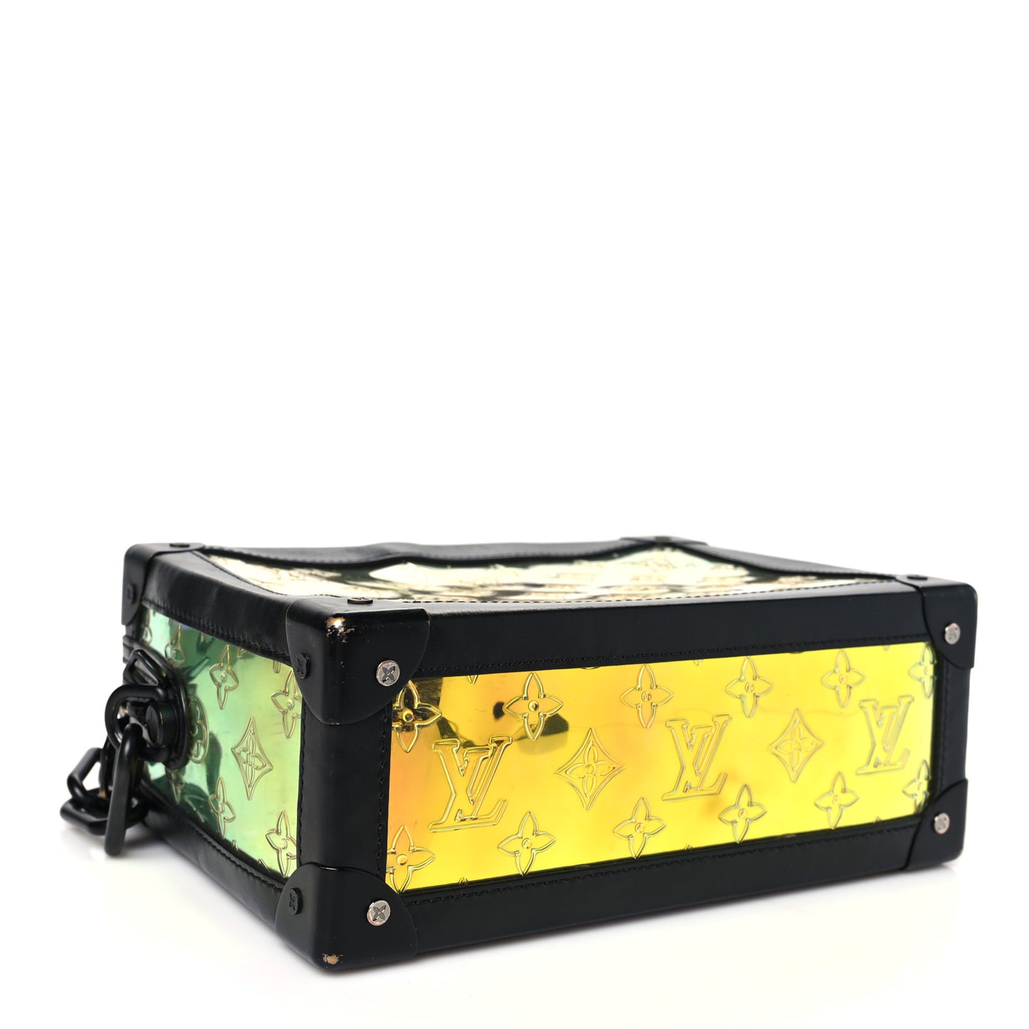 Calfskin PVC Monogram Solar Ray Soft Trunk Iridescent Prism Black