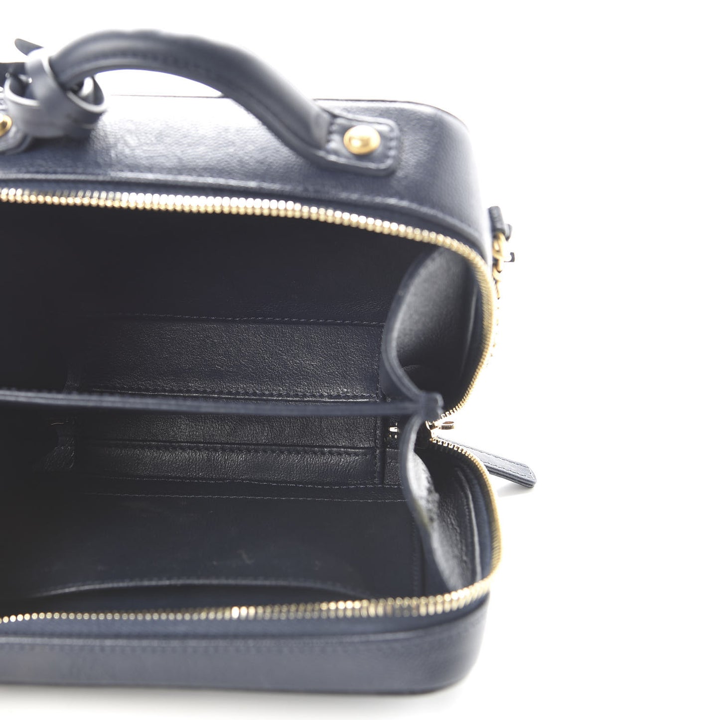 Caviar Quilted Small CC Filigree Vanity Case Navy