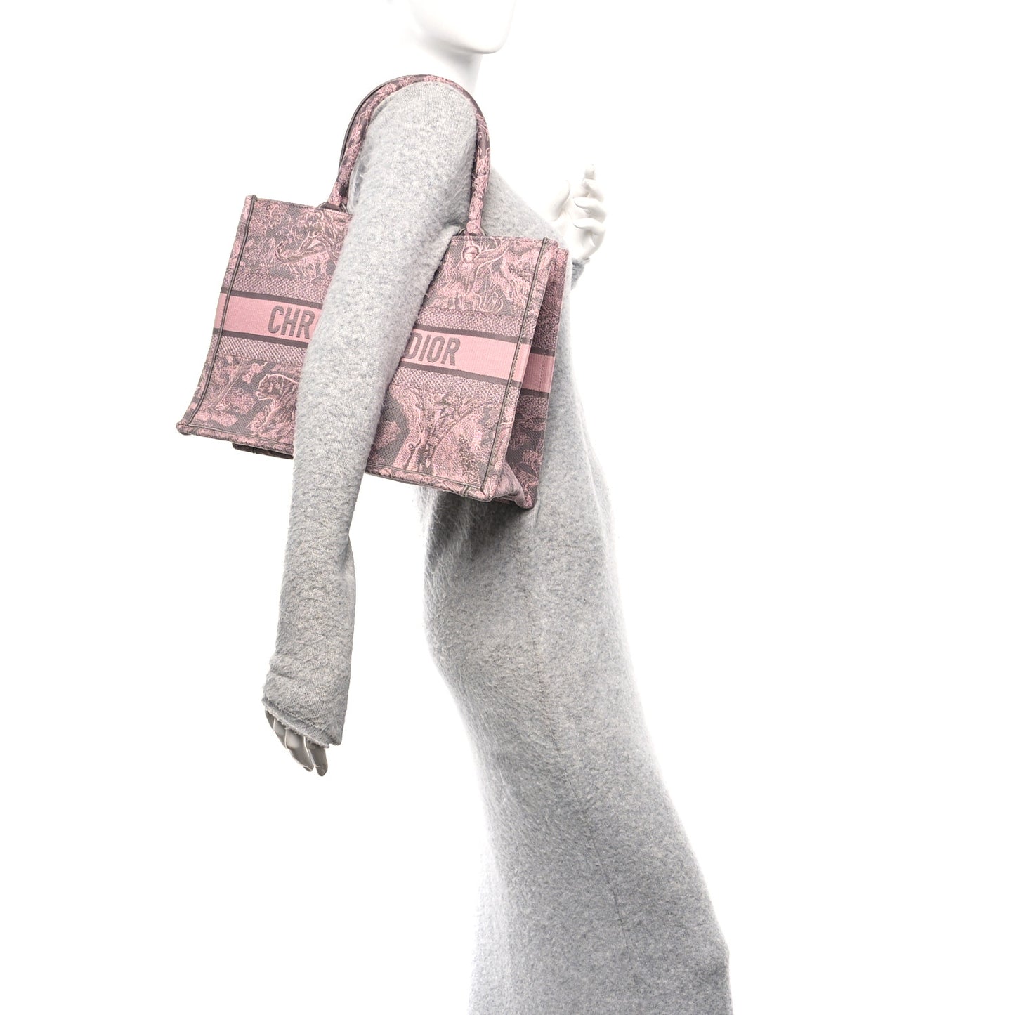 Canvas Embroidered Medium Dioriviera Toile De Jouy Book Tote Pink Grey