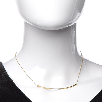 Tiffany 18K Yellow Gold Large T Smile Pendant Necklace 2 of 5