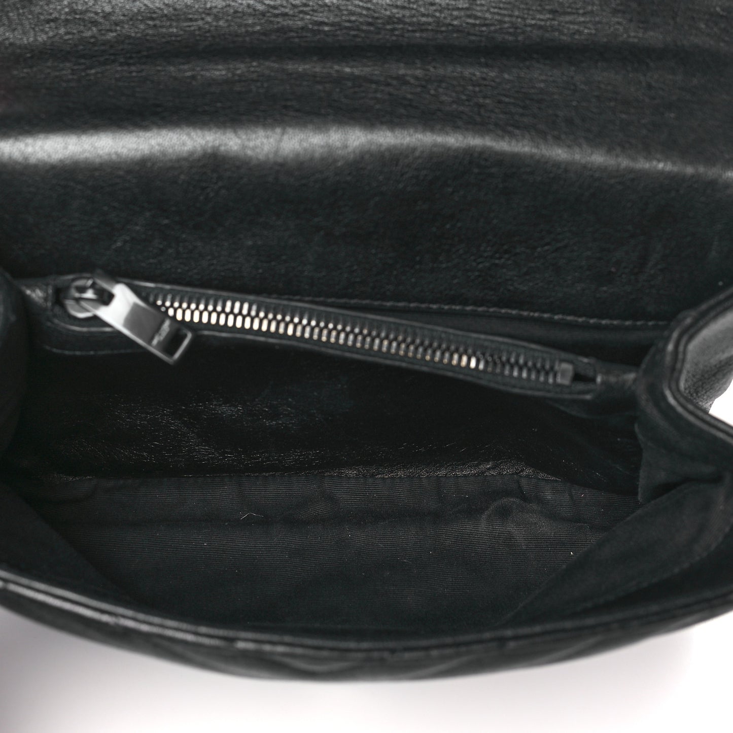 Sheepskin Matelasse Chevron Monogram Monochrome Medium College Bag Black