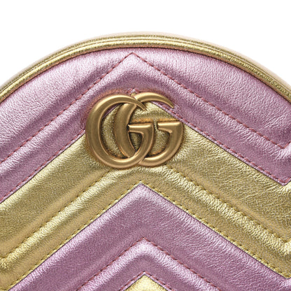 Gucci Metallic Nappa Matelasse Heart Mini GG Marmont Round Shoulder Bag Oro Vecchio Rosa 8 of 10