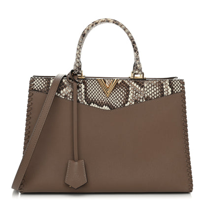 Louis Vuitton Calfskin Snakeskin Very Zipped Tote Taupe 1 of 9