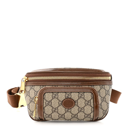 Gucci GG Supreme Monogram Textured Calfskin Retro Interlocking G Belt Bag Beige Ebony Brown Sugar 1 of 9