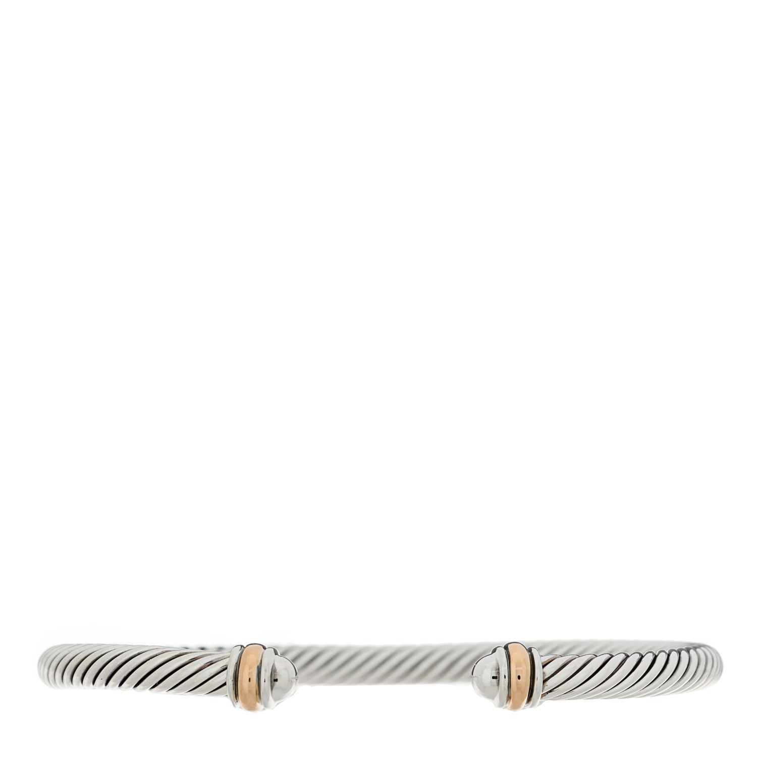 David Yurman Sterling Silver 18K Yellow Gold 4mm Cable Classics Bracelet 1 of 3