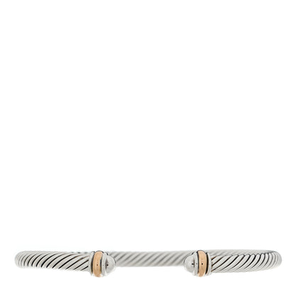 David Yurman Sterling Silver 18K Yellow Gold 4mm Cable Classics Bracelet 1 of 3