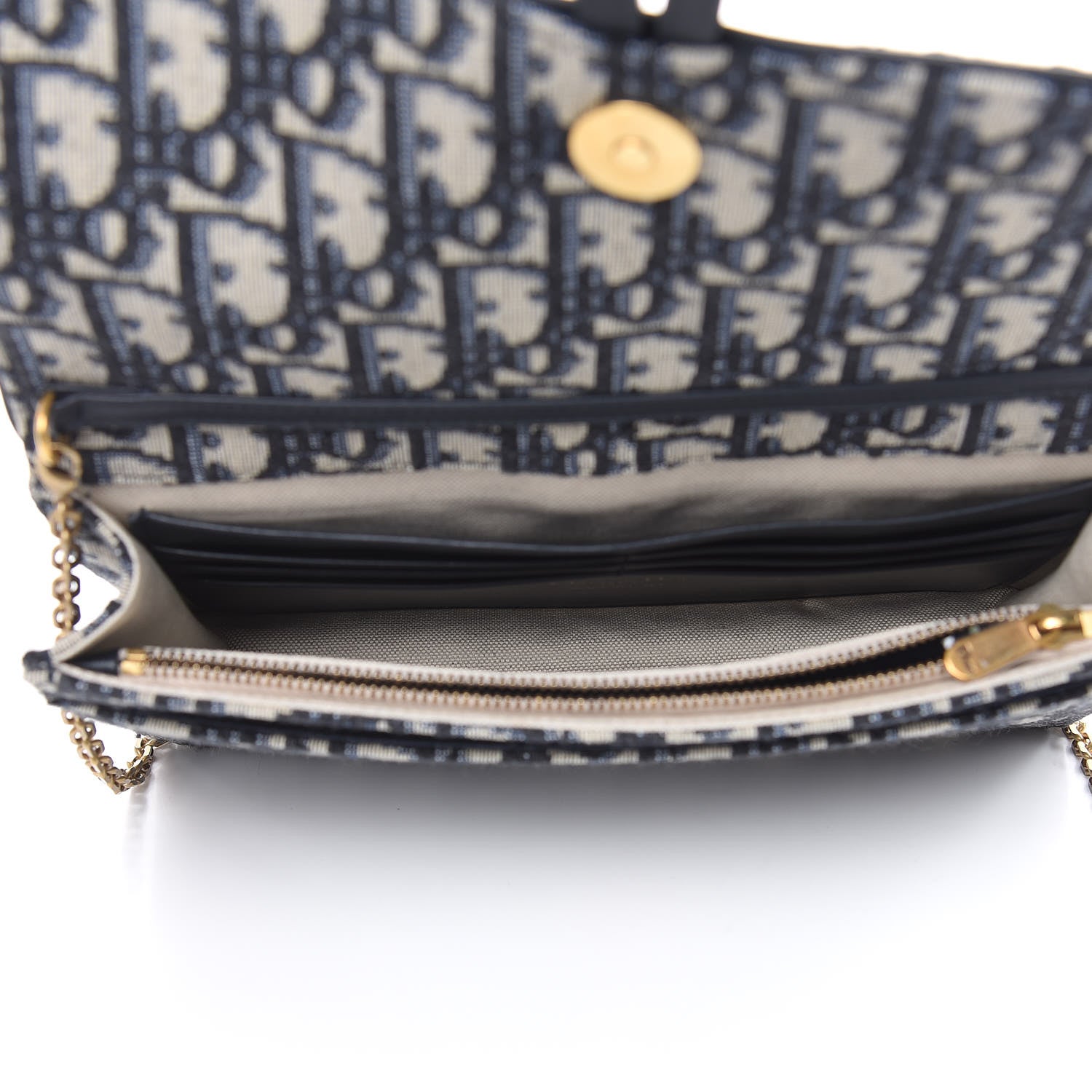 Christian Dior Oblique Saddle Chain Pouch Blue 5 of 9