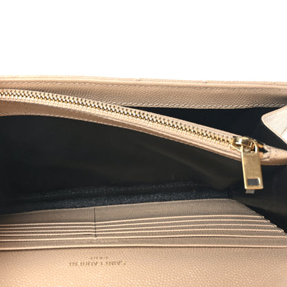 Saint Laurent Grain De Poudre Matelasse Chevron Monogram Chain Wallet Dark Beige 5 of 9