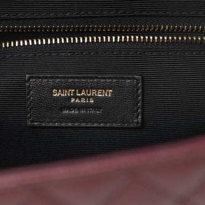 Saint Laurent Grain De Poudre Mixed Matelasse Large Triquilt Monogram Satchel Rouge Legion 6 of 10