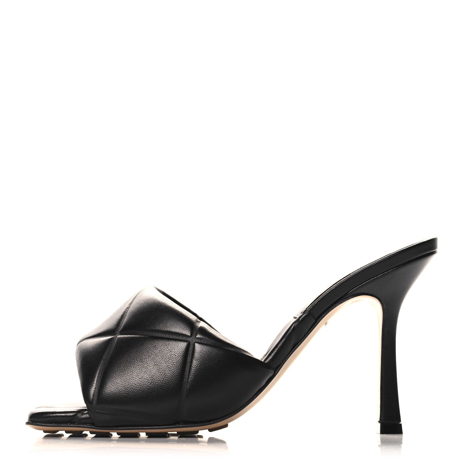 Bottega Veneta Nappa Quilted Rubber Lido Mule Sandals 38 Black 1 of 8