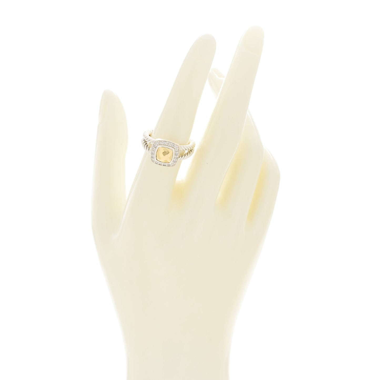 Sterling Silver 18K Yellow Gold Diamond 7mm Petite Albion Ring 54 6.75