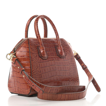 Givenchy Calfskin Crocodile Embossed Mini Antigona Cognac 3 of 10