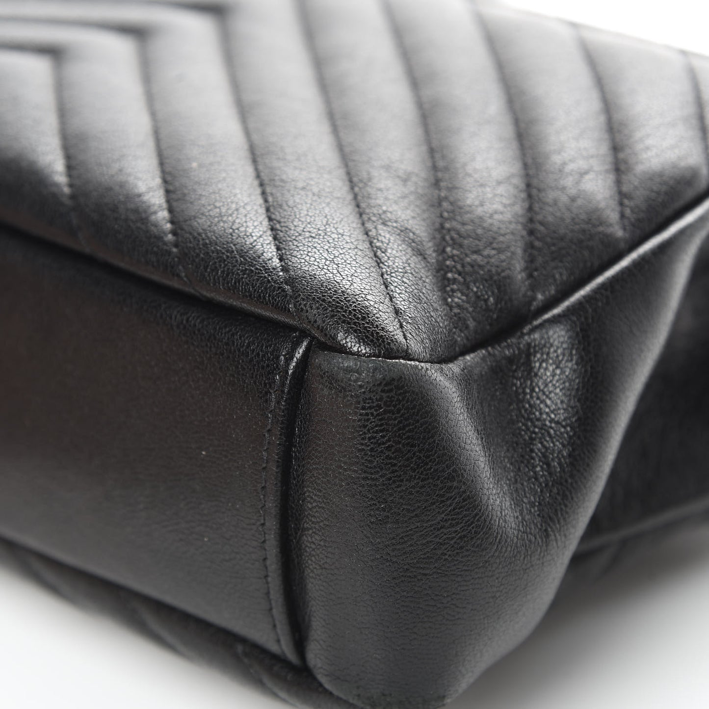 Sheepskin Matelasse Chevron Monogram Medium College Bag Black