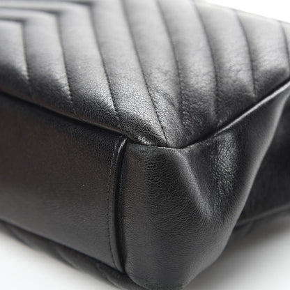 Saint Laurent Sheepskin Matelasse Chevron Monogram Medium College Bag Black 11 of 15