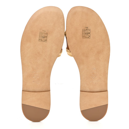 Christian Dior Calfskin Raffia Dioriviera D-Lane Flat Slide Sandals 38.5 Camel 6 of 9