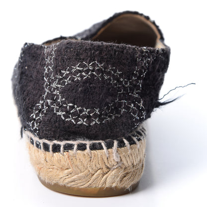 Chanel Tweed Lambskin CC Espadrilles 37 Black Silver 15 of 16