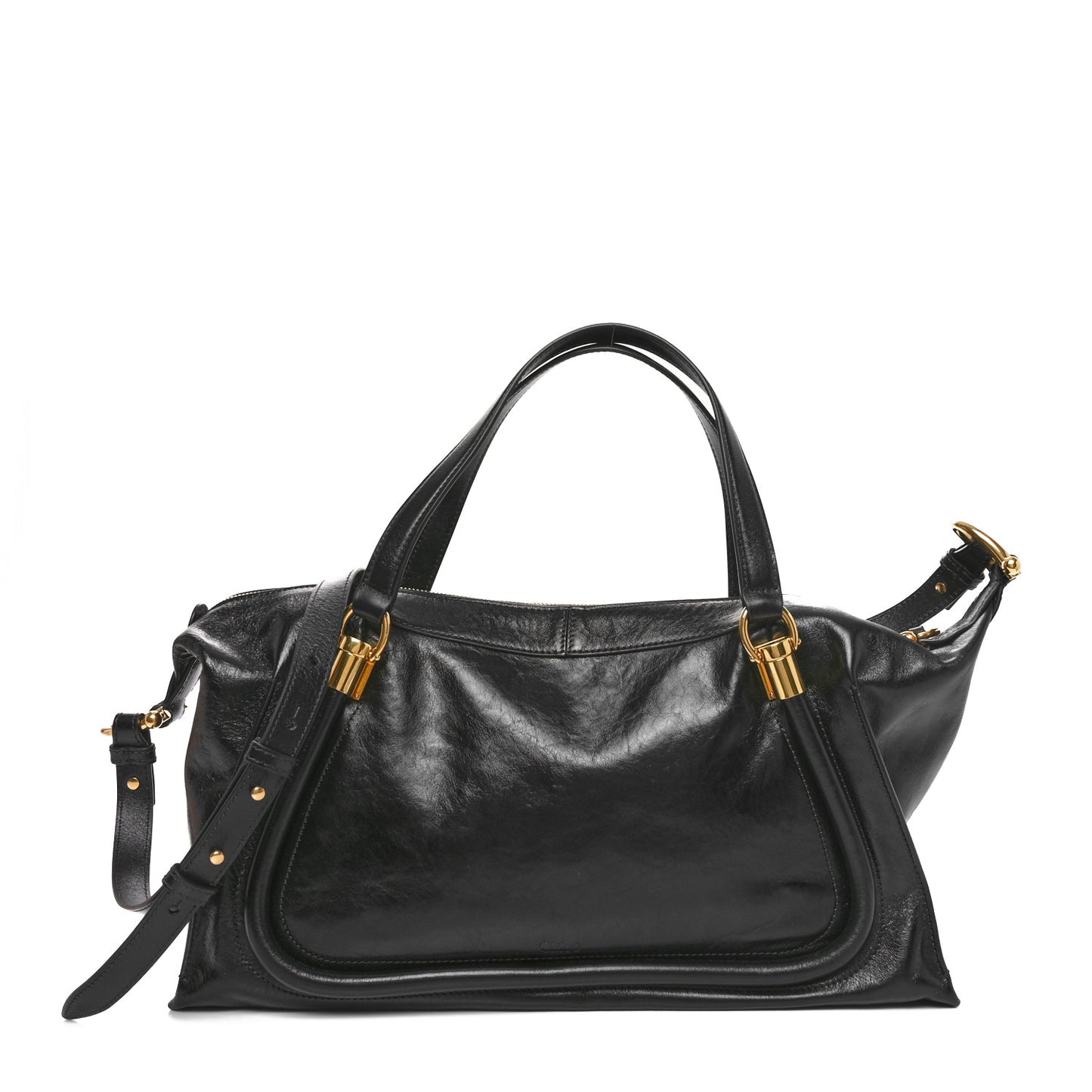 Natural Shiny Calfskin Large Paraty 24 Bag Black