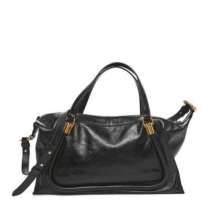 Chloe Natural Shiny Calfskin Large Paraty 24 Bag Black 1 of 8