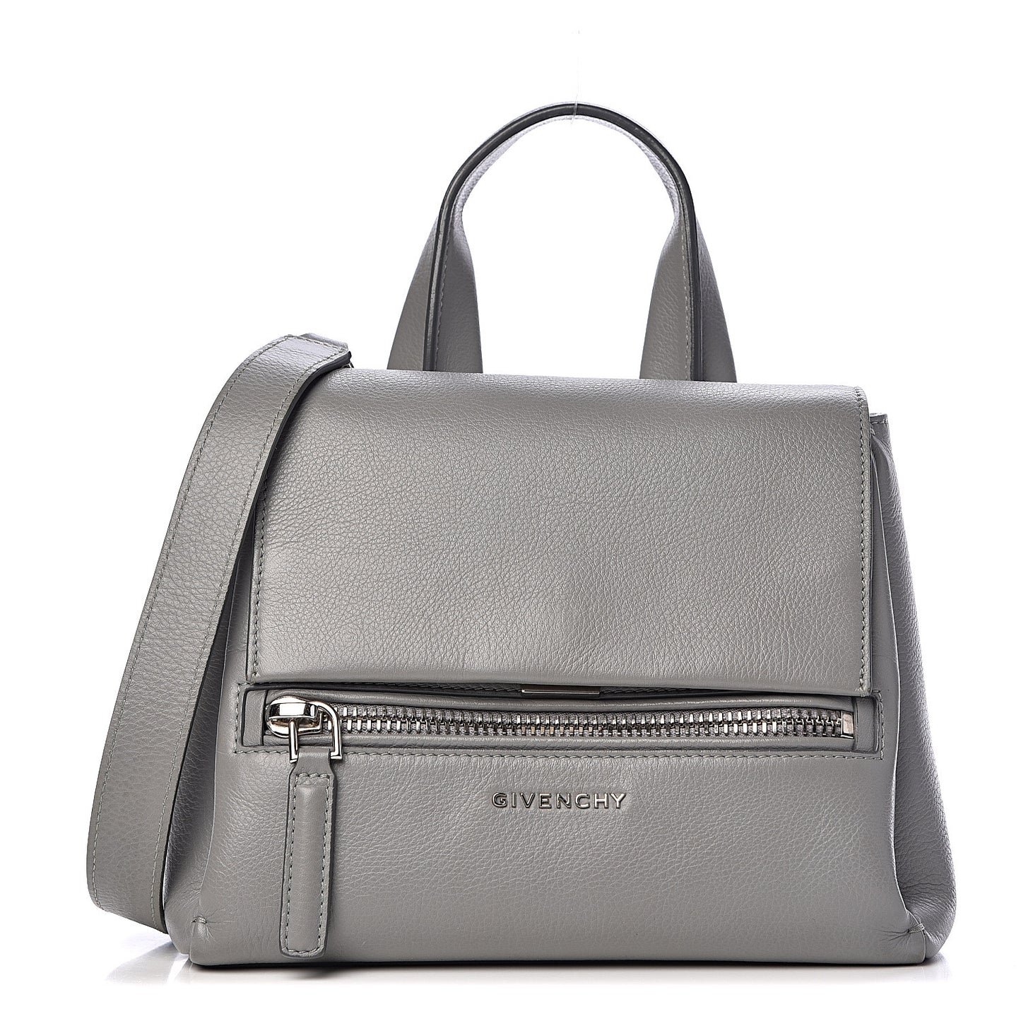 Calfskin Mini Pandora Pure Flap Bag Pearl Grey