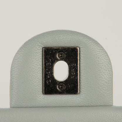 Chanel Shiny Lambskin Quilted Medium Flap Light Grey 5 of 8