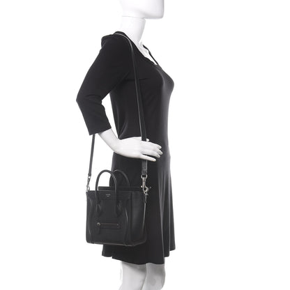 Celine Drummed Calfskin Nano Luggage Black 2 of 9