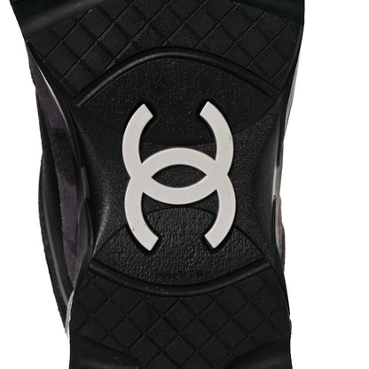Chanel Calfskin Suede CC Sneakers 38 Black 6 of 10