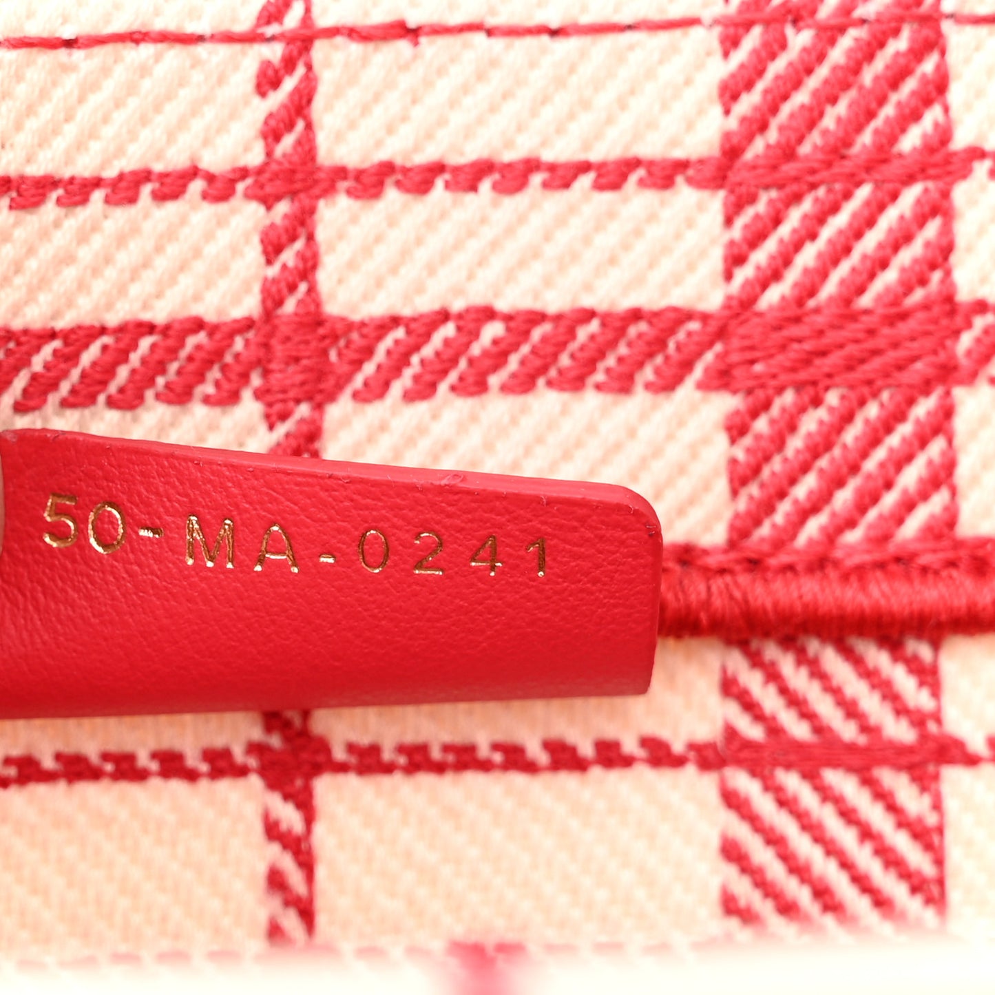Canvas Embroidered Medium Check'n'Dior Book Tote Red Multicolor