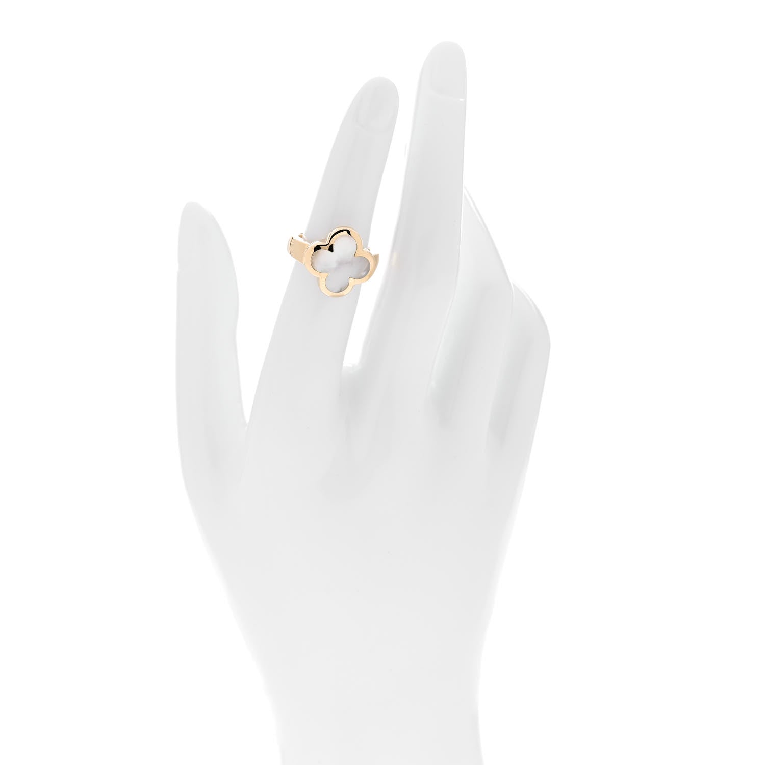 Van Cleef & Arpels 18K Yellow Gold Mother of Pearl Pure Alhambra Ring 49 5 2 of 5