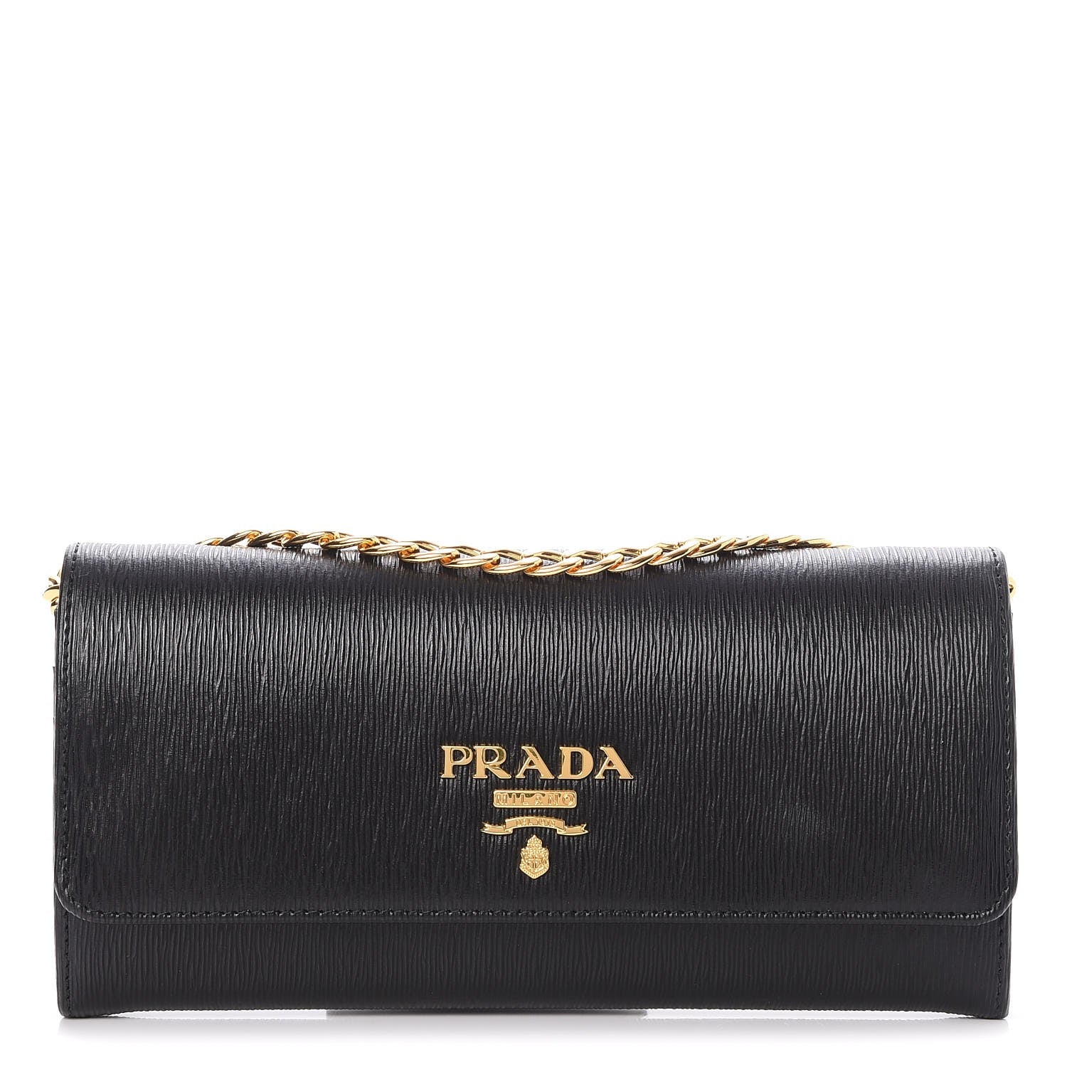 Prada Vitello Move Chain Wallet Black 1 of 7