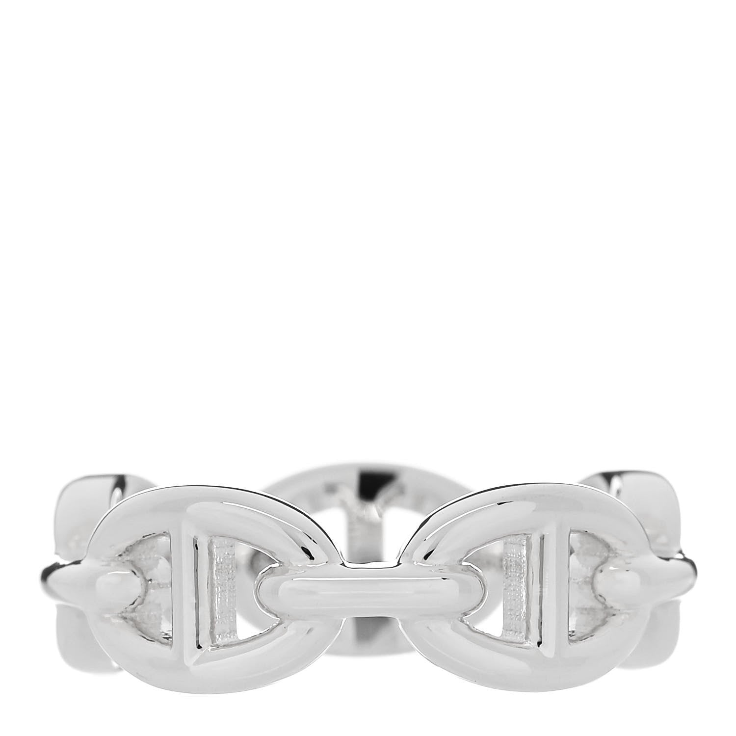 Hermes Sterling Silver PM Chaine d'Ancre Enchainee Band Ring 54 6.75 3 of 9