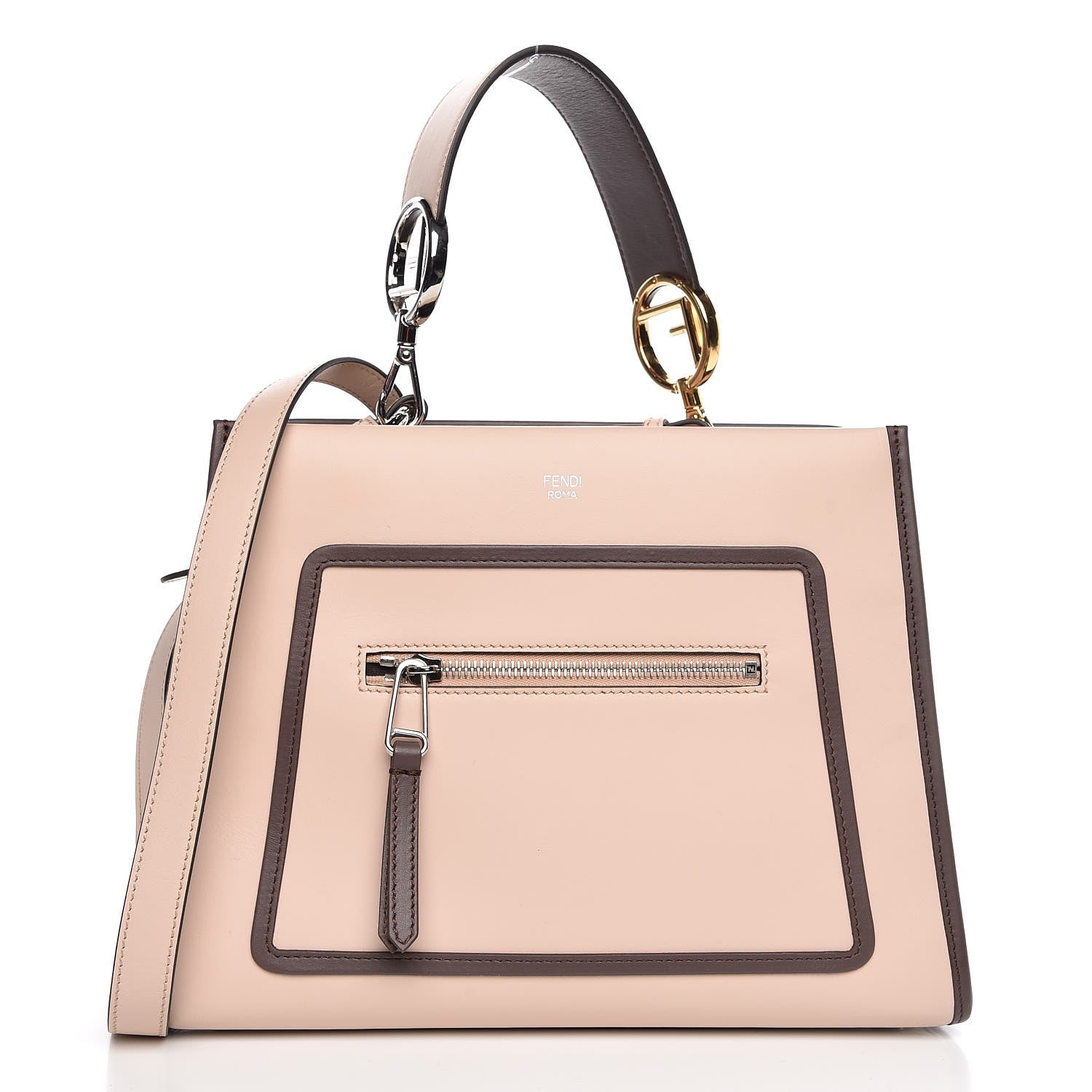 Fendi Vitello Century Opaco F is Fendi Bi-Color Small Runaway Satchel Soap Moresco 1 of 8