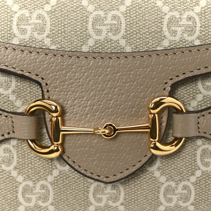 Gucci GG Supreme Monogram Textured Dollar Calfskin Mini Horsebit 1955 Shoulder Bag Beige Mystic White Oatmeal 11 of 13