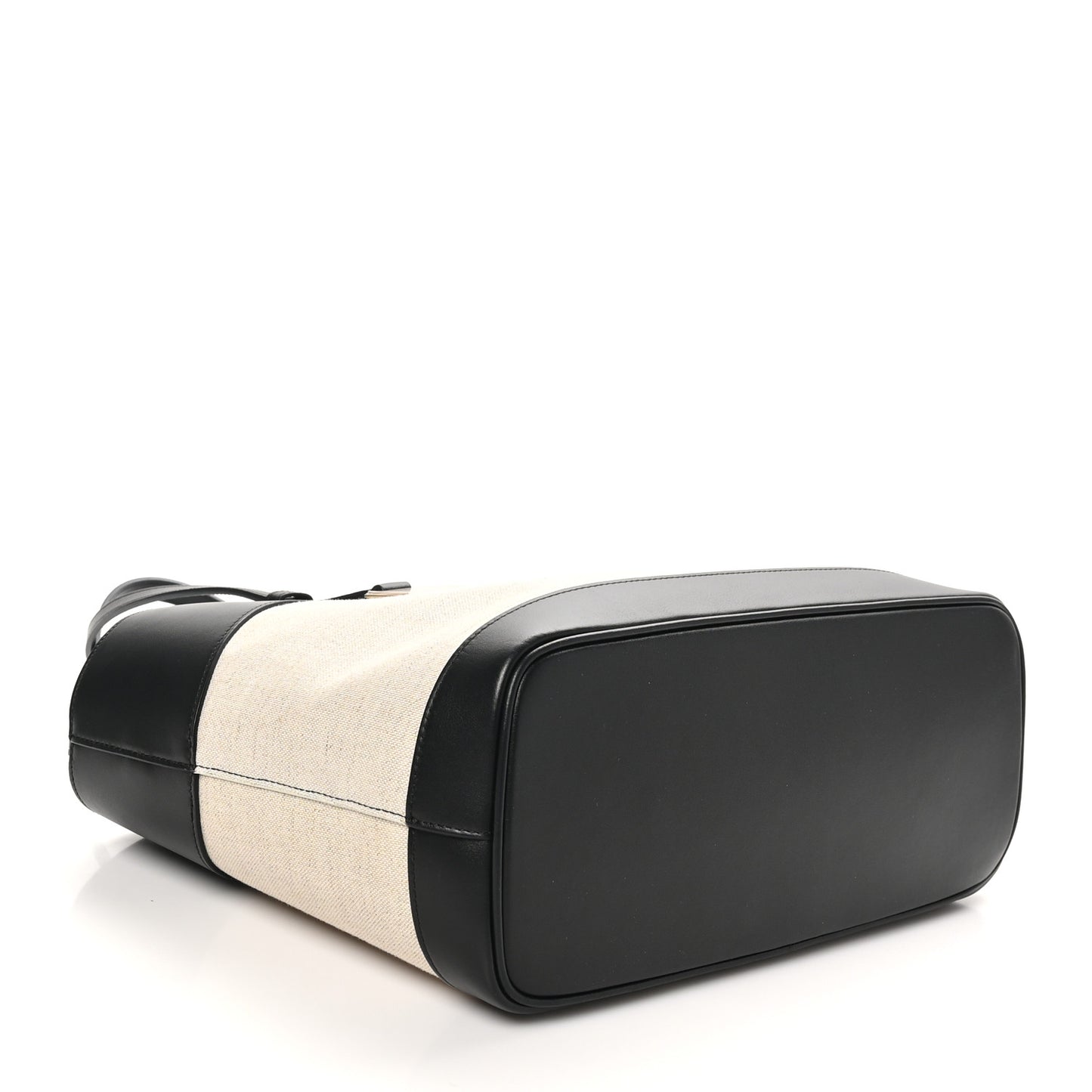 Canvas Calfskin Charming Tote Natural Black