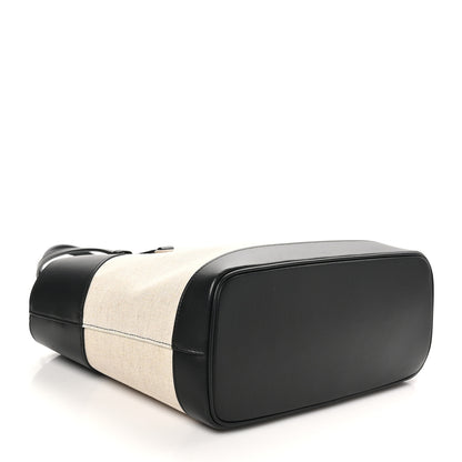 Salvatore Ferragamo Canvas Calfskin Charming Tote Natural Black 5 of 11