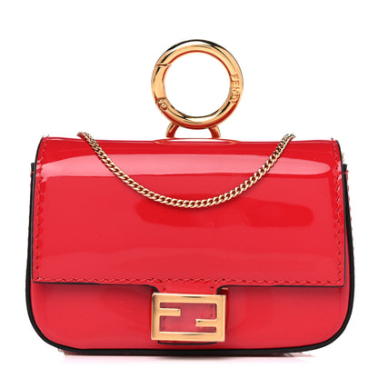 Fendi Vitello Vernice Mou Nano Baguette Charm Rosso Cardinale 1 of 9