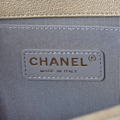 Chanel Metallic Lambskin Medium Golden CC Boy Flap Dark Gold 6 of 8