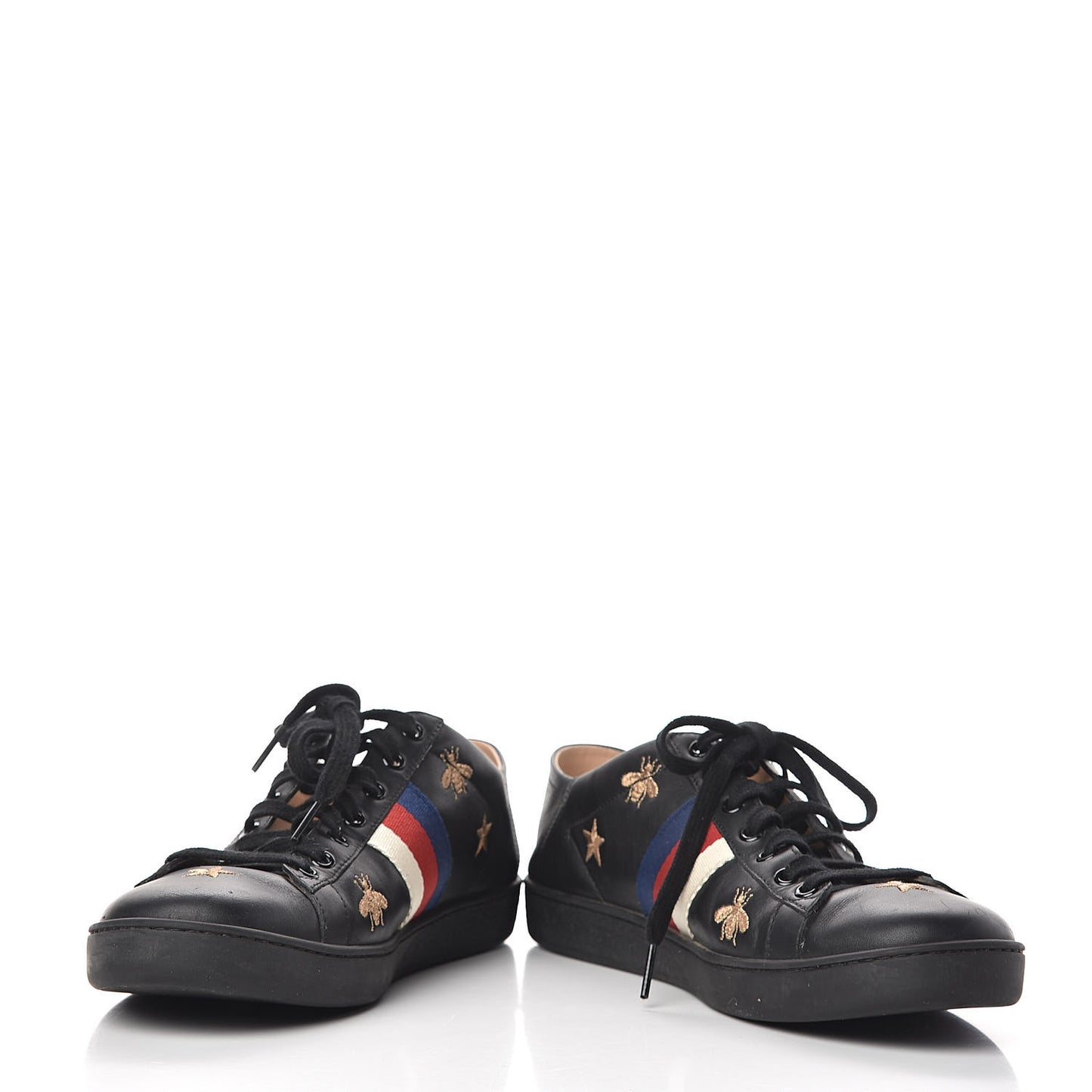 Calfskin Bee Star Embroidered Sylvie Web Ace Sneakers 40 Black