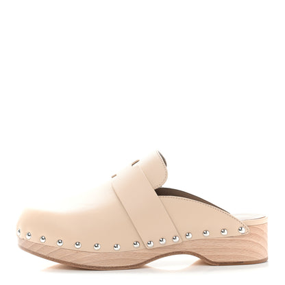 Hermes Calfskin Calya Mules 37 Hetre 1 of 8