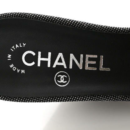 Chanel Canvas CC Wedge Sandals 40 Black 6 of 9