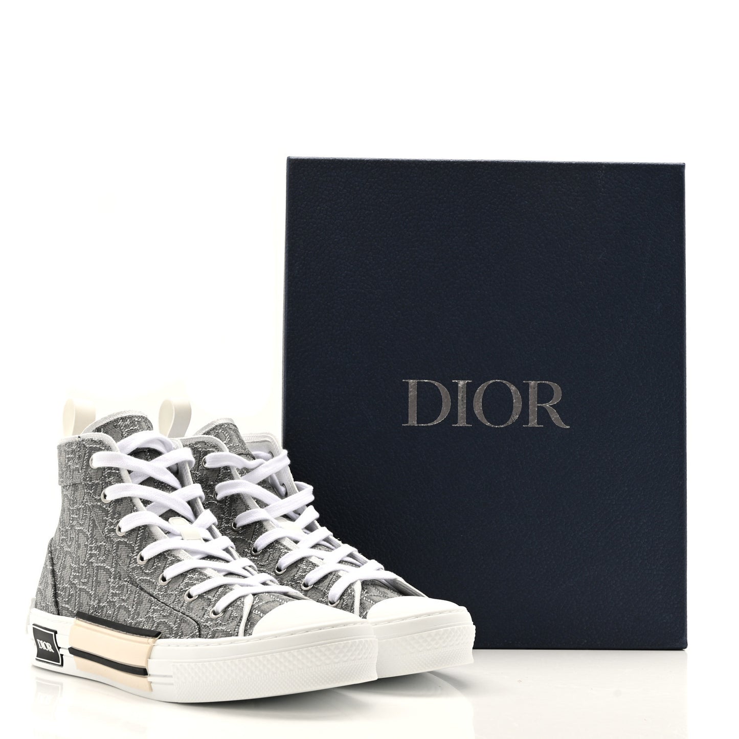 Metallic Oblique Jacquard Mens B23 High Top Sneakers 42 Grey