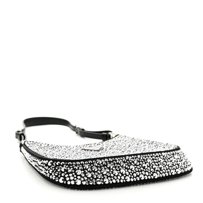 Prada Satin Crystal Cleo Adjustable Strap Shoulder Bag Metal 4 of 10
