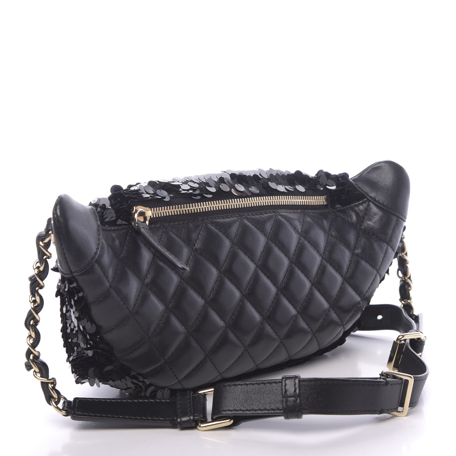 Chanel Sequin Calfskin Sparkling City Waist Bag Fanny Pack Black 3 of 13