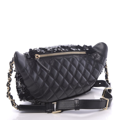 Chanel Sequin Calfskin Sparkling City Waist Bag Fanny Pack Black 3 of 13