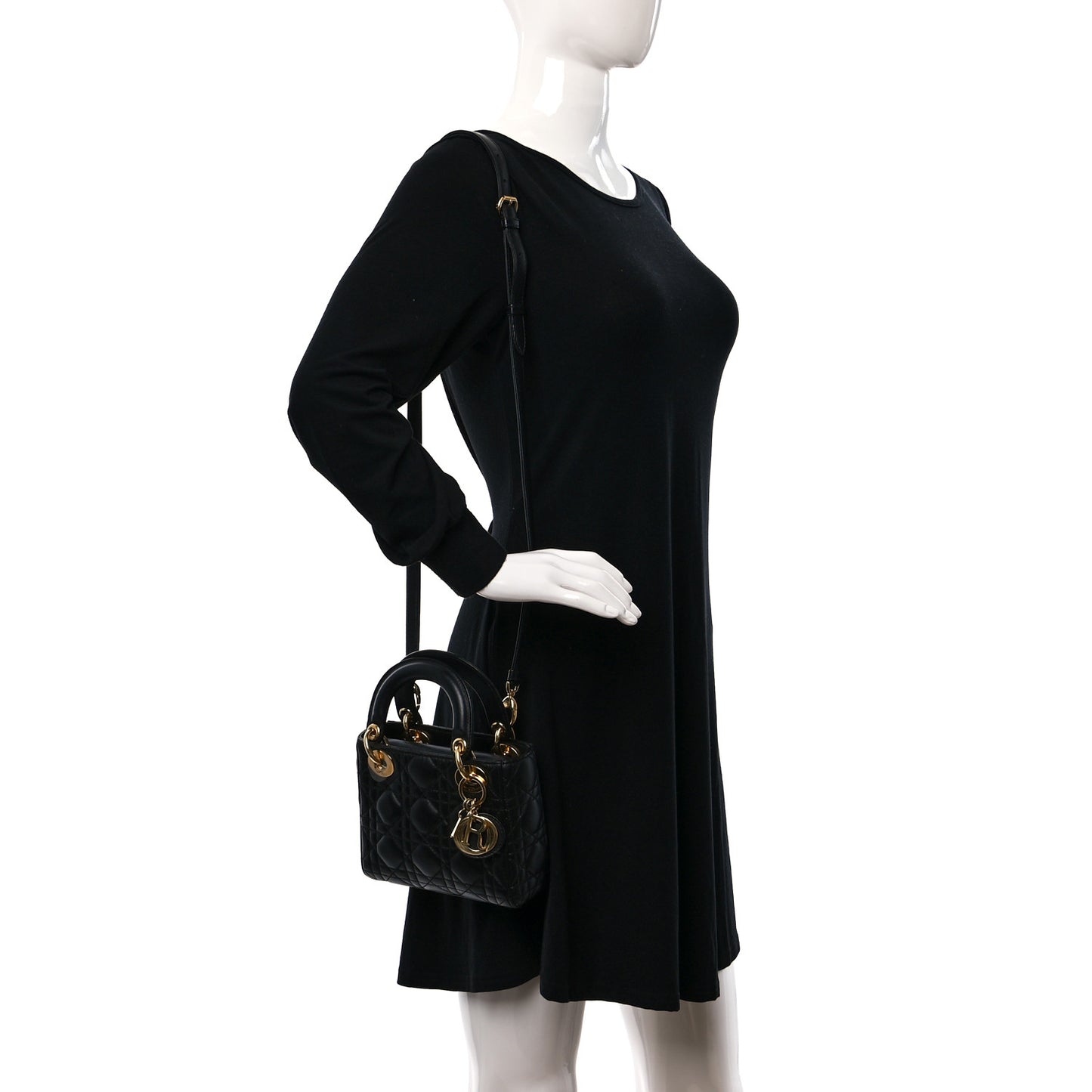 Lambskin Cannage Mini Lady Dior Black