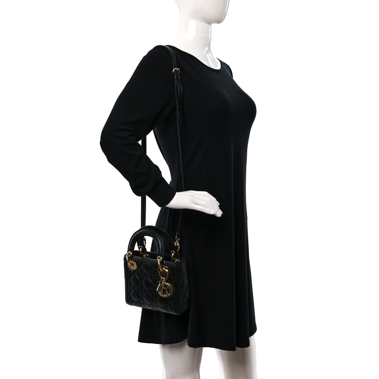 Christian Dior Lambskin Cannage Mini Lady Dior Black 3 of 8