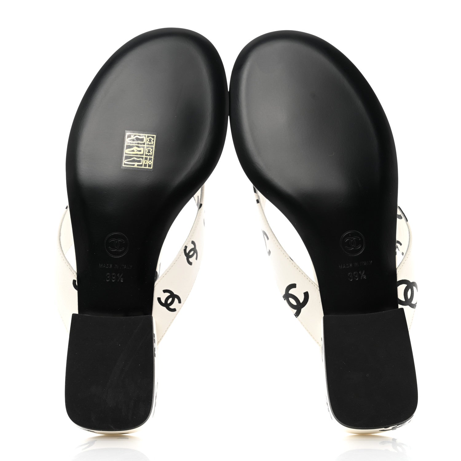 Chanel Lambskin Printed CC Thong Sandals 39.5 White Black 5 of 9
