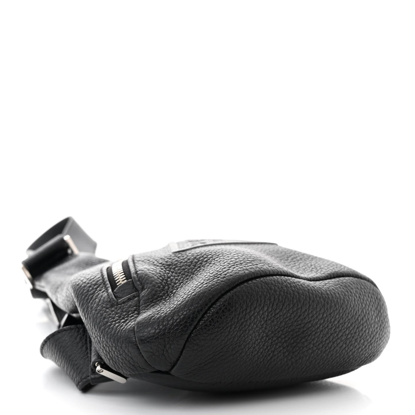 Vitello Daino Logo Embossed Cross Sling Backpack Black