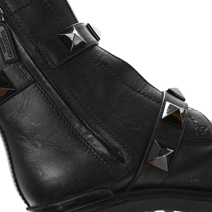 Valentino Garavani Calfskin Tonal Roman Stud 20/85mm Combat Boots 36.5 Black 9 of 15